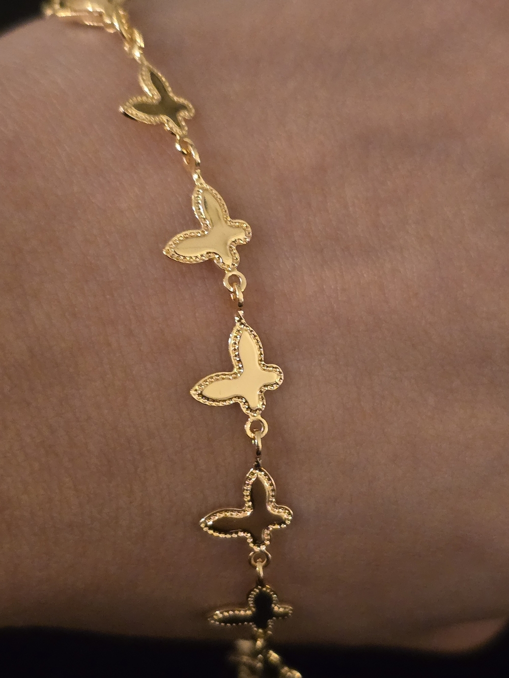 22kgp Dubai Jewelry Gold Butterfly Link Anklet View 5